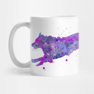 Running Australian Shepherd Dog Watercolor Painting Mug